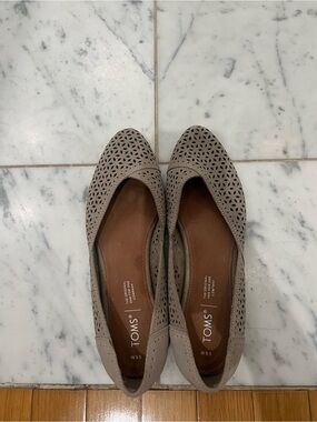 TOMS Taupe Perforated Ballet Flats